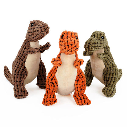 Giant Fleece Dinosaur Interactive Dog Toy With Squeakers - Perfect For